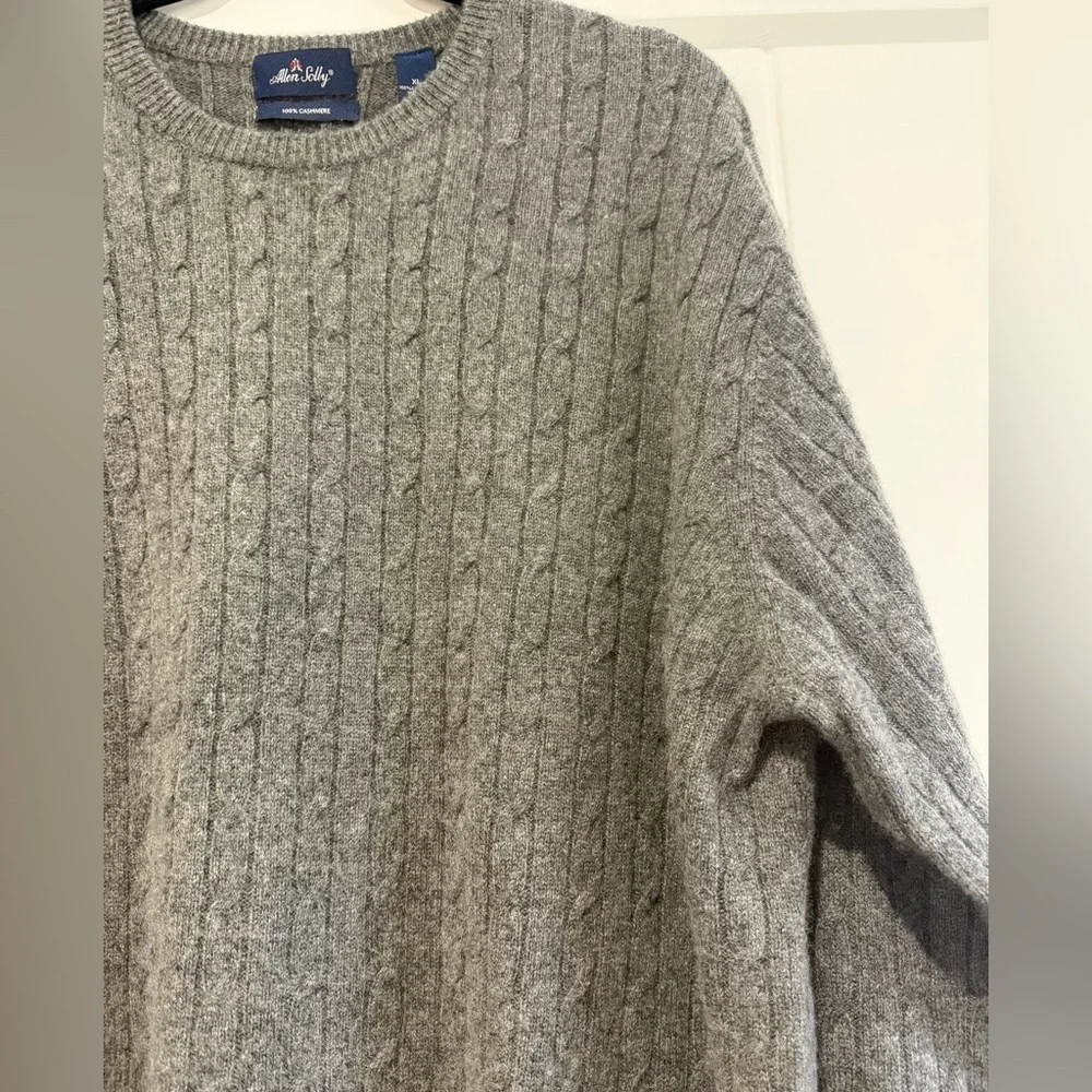 Allen Solly 100% Cashmere Cable Knit Gray Crewneck Sweater
